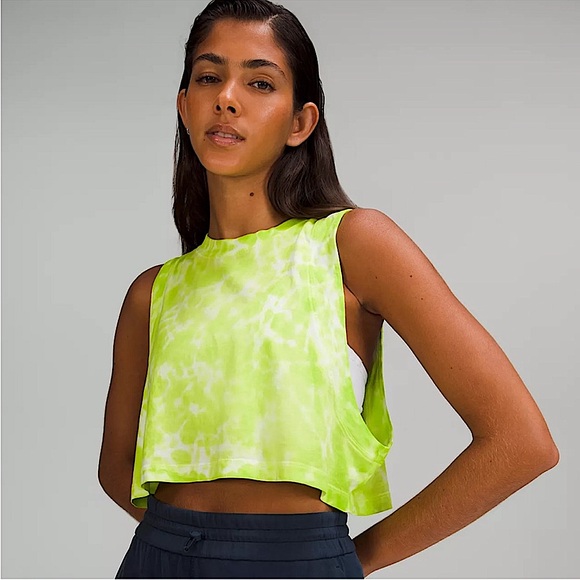 lululemon athletica Tops - Lululemon All Yours Cropped Cotton Tank Top Tie Dye Green